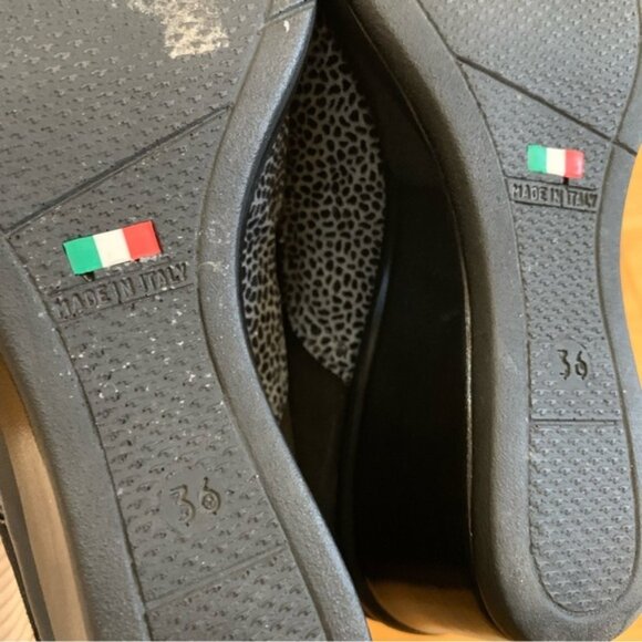 Italian Made Black and Grey Women's Wedge Comfort Shoes - Picture 4 of 4